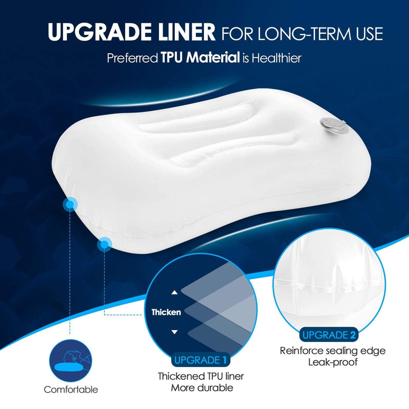 [Australia - AusPower] - Hikenture Camping Pillow with Removable Cover - Ultralight Inflatable Pillow for Neck Lumbar Support - Upgrade Backpacking Pillow - Washable Travel Air Pillows for Camping, Hiking, Backpacking Black 