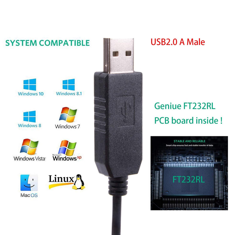 [Australia - AusPower] - USB to TTL Serial 5V 3.3V Adapter Cable TX RX VCC GND Pinout with 4 Pin 0.1 inch Pitch Female Socket FTDI Chip for Windows 10 8 7 XP Vista Android Mac OS (Logic 3.3V Level) Logic 3.3V Level 