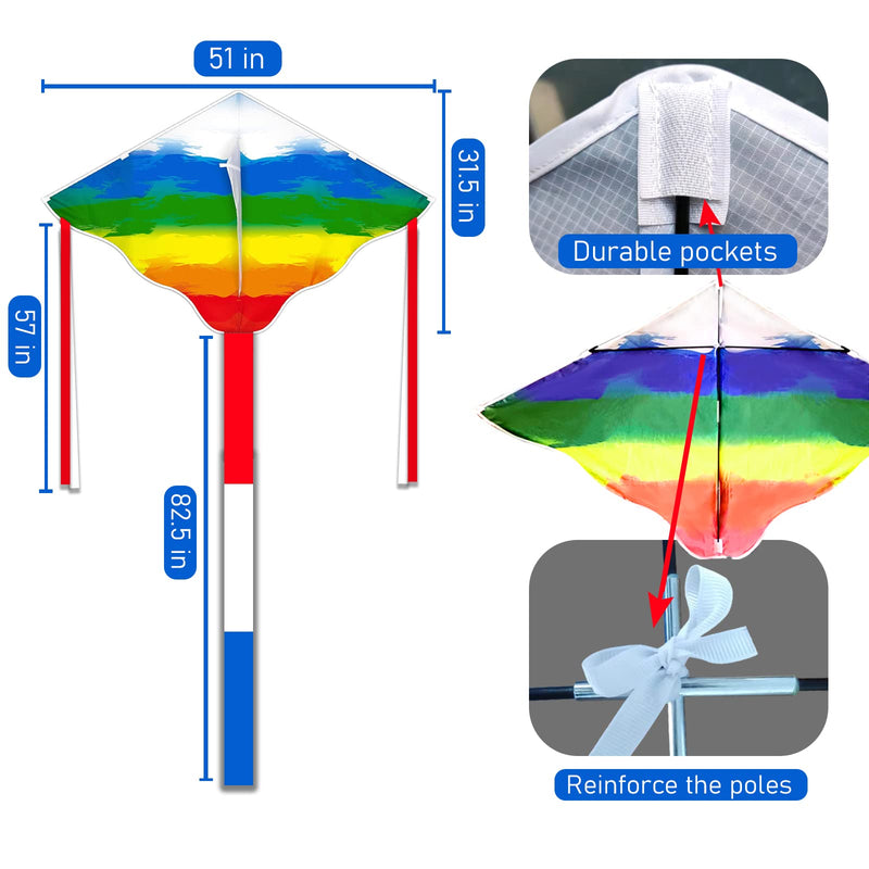 [Australia - AusPower] - Simxkai Kite for Kids Adults,Easy to Fly Rainbow Kite,Best Delta Kite for Beginners Toddlers,Durable Kite c/w 300ft String 
