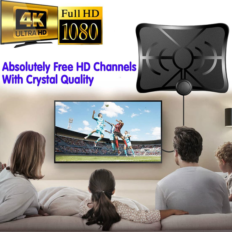 [Australia - AusPower] - HD Digital TV Antenna for Smart TV Long 250 Miles Range - Support 4K 1080p Fire tv Stick and All Older TV - 18ft Coax HDTV Cable Black 