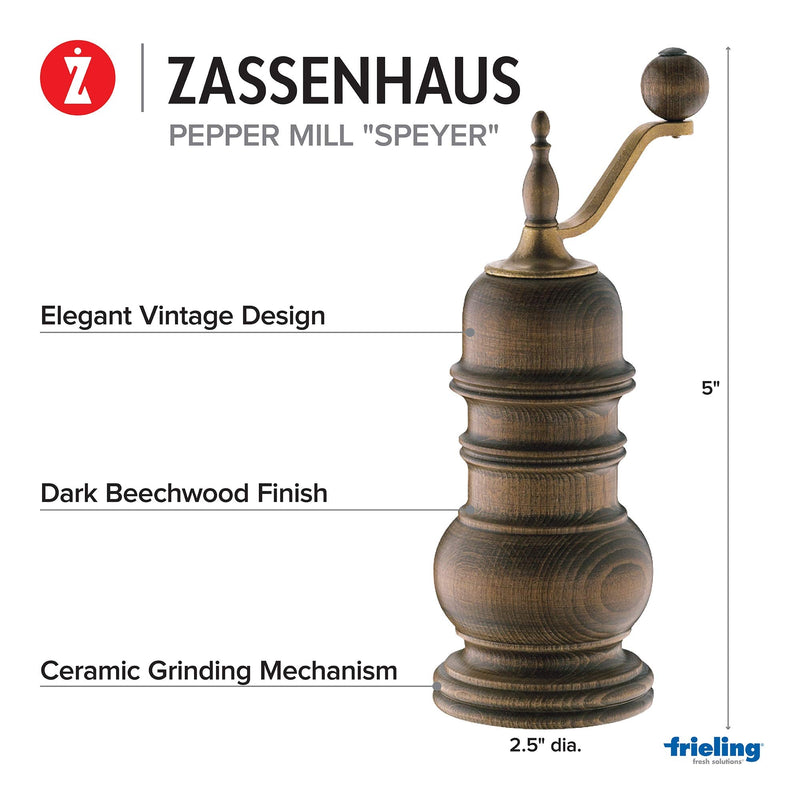 [Australia - AusPower] - Zassenhaus Speyer 5.1-Inch Dark Stained Beech Pepper Mill 