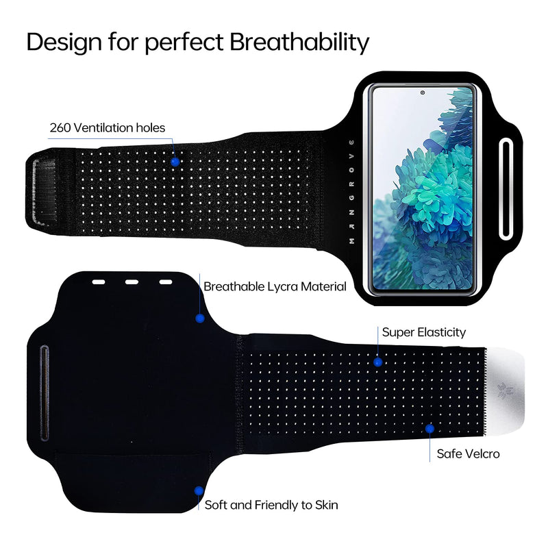 [Australia - AusPower] - Armband Running for Galaxy S20 S10 S9 S8 Plus, Arm Band Cell Phone,Jogging, Walking, Hiking, Workout, Sports, Fitness and Gym (Black, 6'') 