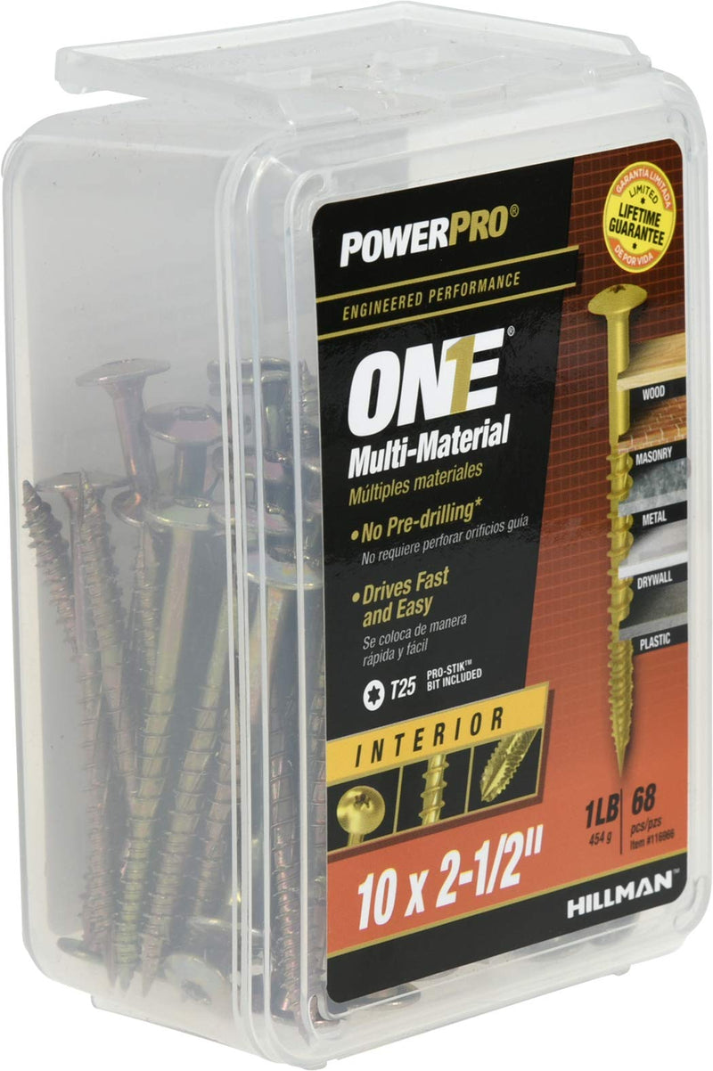 [Australia - AusPower] - Power Pro 116966 Multi-Material Screws, Yellow, 68 Piece 