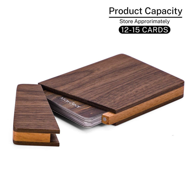 [Australia - AusPower] - MaxGear Business Card Holder Wood Business Card Holders, Business Card Case Name Card Holder for Men Pocket Card Holder with Magnetic Closure, Walnut Beech 2.68" x 4.25" 