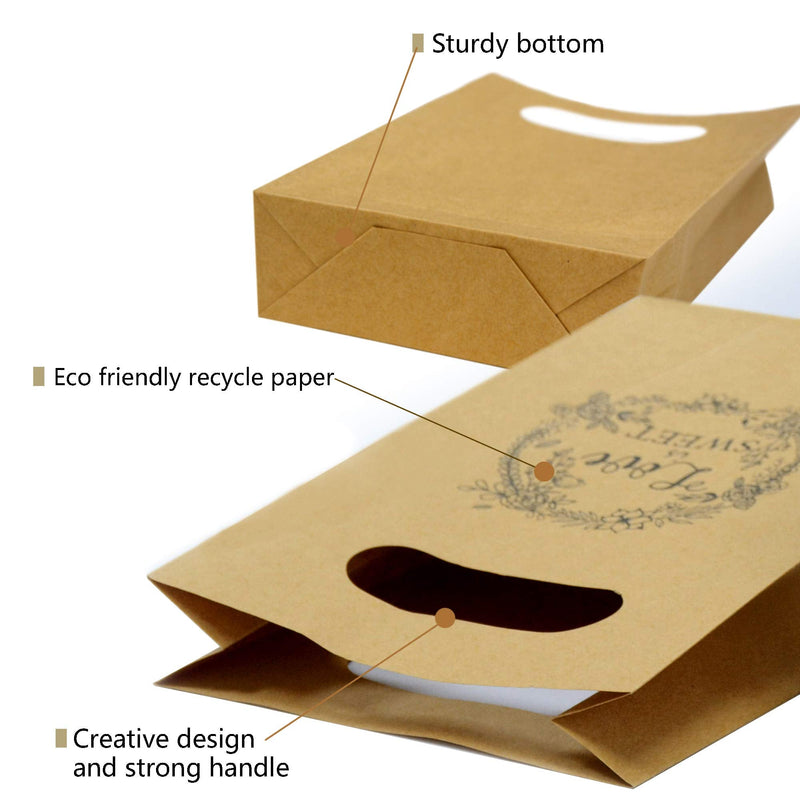[Australia - AusPower] - Brown Craft Paper Bag with handled Friday Night Craft Treat Bags 8.5 * 5.5 * 2.5 Inch for Wedding Party Business (50pcs） 