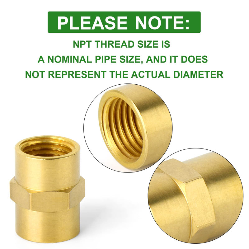 [Australia - AusPower] - TAISHER 5PCS Brass Pipe Fitting, Coupling, 1/2-Inch Female Pipe x 1/2-Inch Female Pipe 1/2" NPT 5 