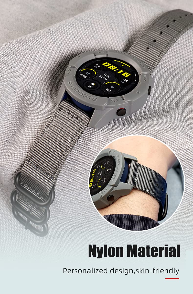 [Australia - AusPower] - SIKAI 22mm Universal Nylon Replacement Band Compatible with TicWatch Pro 3 2020 Smartwatch Soft Breathable Sweatproof Skin-Friendly Strap Quick Release For Huawei Watch GT 2E Strap Gray 