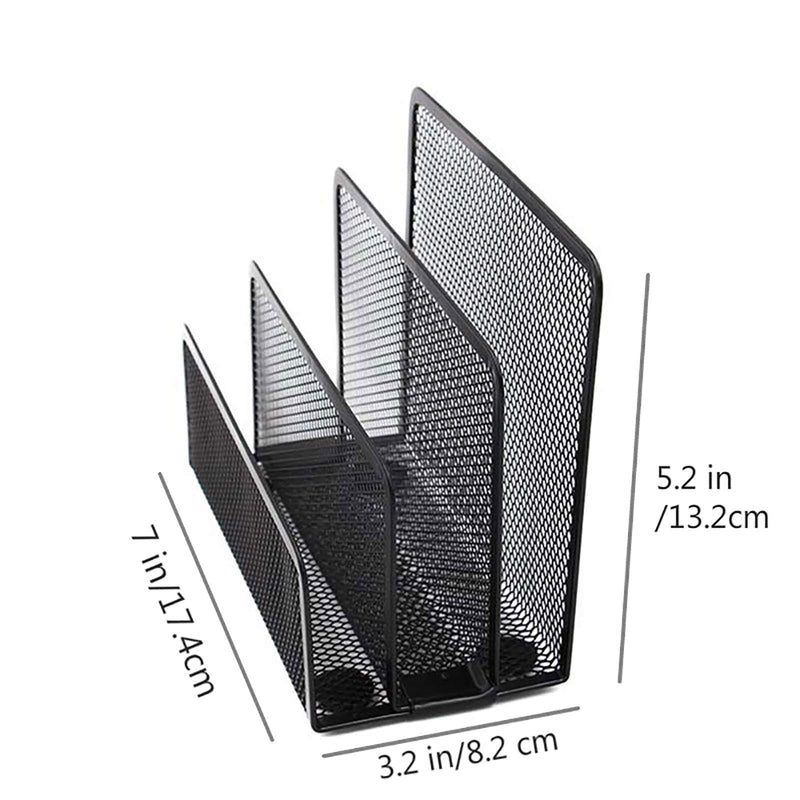 [Australia - AusPower] - VANRA Small Letter Sorter Desktop File Holder Organizer Metal Mesh with 3 Vertical Upright Compartments (Black) Black 
