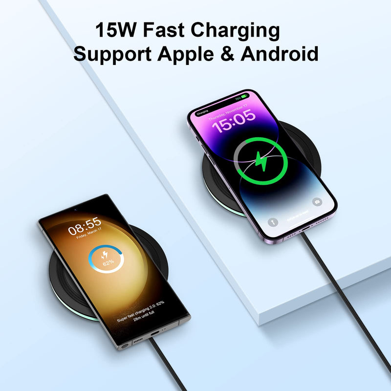 [Australia - AusPower] - 15W Fast Wireless Charger Android,Wireless Charger for Google Pixel 7/7a/7 Pro/6/5/4 XL,Samsung Galaxy S23/S23 Ultra/S22/S21/S20/Fold 4,Moto Edge,iPhone Charging Pad for 14/13 Pro/13 Mini/13/12/SE/11 