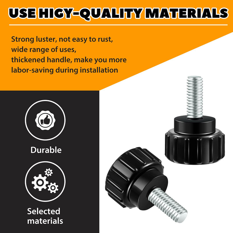 [Australia - AusPower] - Carbon Steel Threaded Knurled Thumbscrew Screw on Knobs Grips Black Round Clamping Screw, Black (20 Pieces,M4 x 10 mm) 20 M4 x 10 mm 