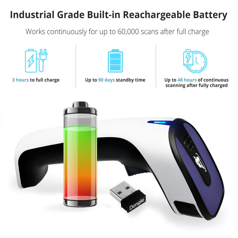 [Australia - AusPower] - ScanAvenger Portable Wireless Bluetooth Barcode Scanner: 3-in-1 Hand Scanners - Cordless, Rechargeable 1D and 2D Scan Gun for Inventory Management - Wireless, Handheld, USB Bar Code/QR Code Reader 