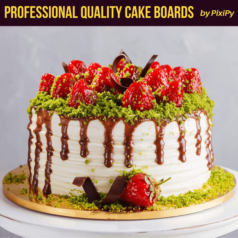 [Australia - AusPower] - 12 Inch Cake Boards - 4-Pack Cake Drums 12 Inch Dia. - Disposable Gold Cake Board Circles - Reusable Round Cake Boards - Cake Base Cardboard Cake Rounds - Cake Decorating Supplies & Baking Supplies 