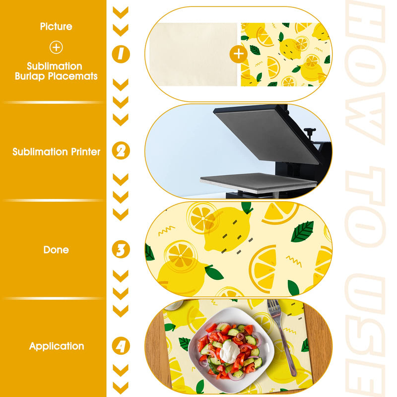 [Australia - AusPower] - 8 Pieces Sublimation Burlap Placemats Washable Sublimation Blank Place Mats White Placemats for Dining Tables Birthday Party Wedding DIY Table Mats Kitchen Home Holiday Table Decor 12 x 16 Inch 