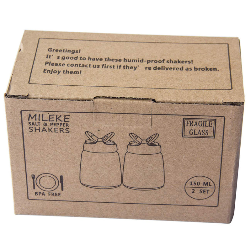 [Australia - AusPower] - MILEKE Salt and Pepper Shakers, Moisture-Proof Condiment holders 150ML, 2/pack 