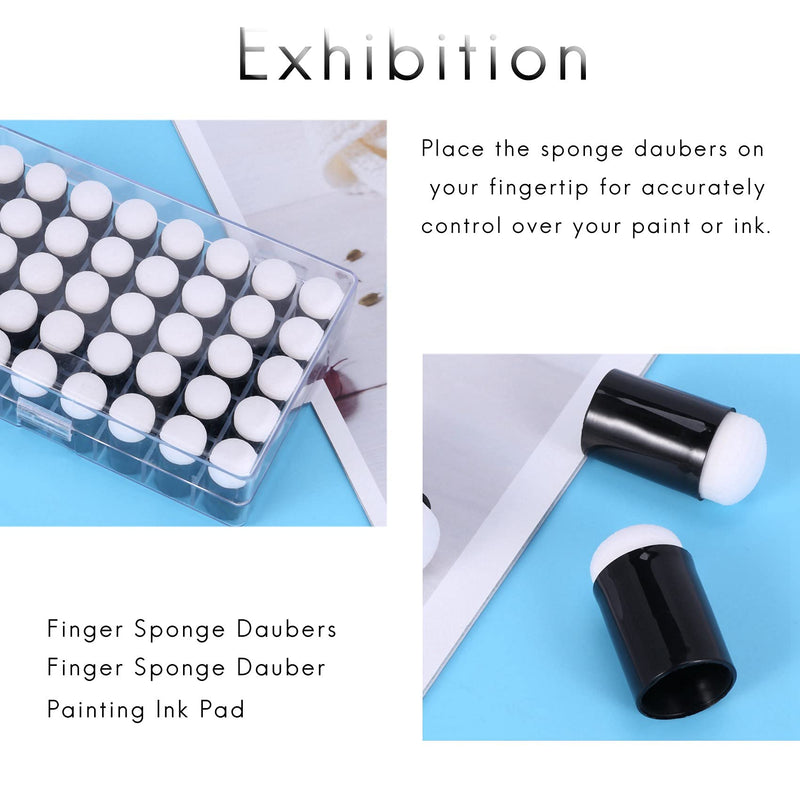 [Australia - AusPower] - Haudang 40Pcs Finger Sponge Dauber Painting Ink Pad Stamping Brush Craft Case Art Tools with Box Office School Darwing DIY Craft 