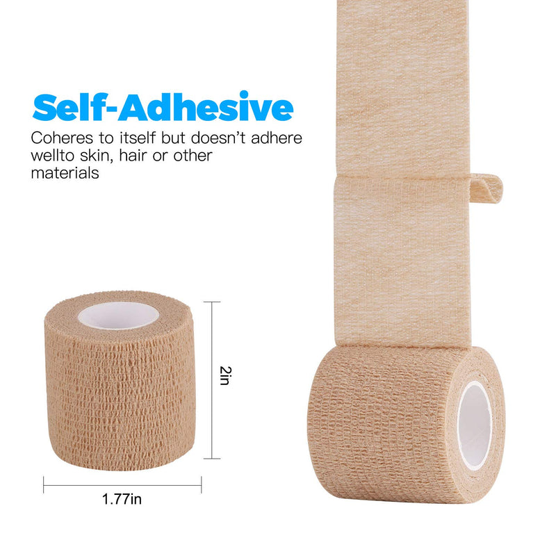 [Australia - AusPower] - Bandage Wrap 16 Pack 2”x 5 Yards Self Adherent Wrap Breathable Self Adhesive Bandage Wrap Rolls Cohesive Bandage Athletic Elastic First Aid Tape for Stretch Athletic, Ankle Sprains, Swelling, Sports Beige 2 Inch (Pack of 16) 