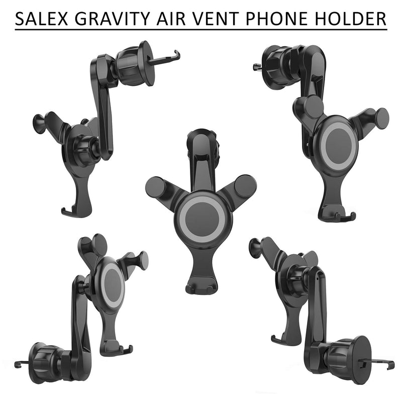 [Australia - AusPower] - SALEX Gravity Cell Phone Holder for Car Air Vent. Universal Black Clip Air Vent Mount. Hands Free Car Cradle with Hook for Smartphones, GPS. Handable 360 Rotation Automobile Bracket for Mobile Gadgets Black / Full Rotatable 