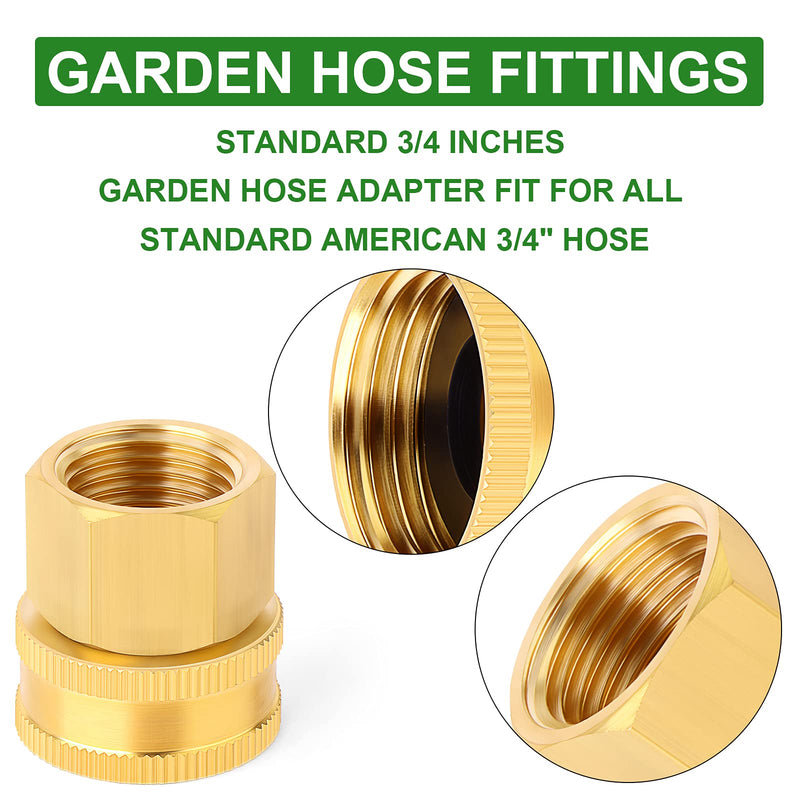 [Australia - AusPower] - TAISHER 6 Packs Brass 3/4" Female GHT x 1/2" Female NPT Hose Connectors, Hose Adapter Garden Hose Fittings and Adapters 6PCS 3/4" Female x 3/4" FNPT 