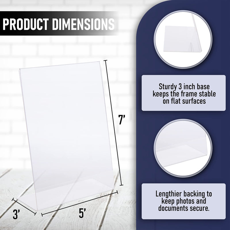[Australia - AusPower] - Slant Back Acrylic Sign Holder 5x7 - Clear Picture Frame Stand, 5 x 7 Inches Photo Frames Display for Sign, Menu, Document, Picture, Flyer, and More. Slant Ad Photo Frame Display Holders (6 Pack) 