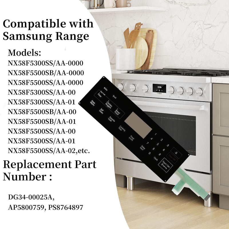 [Australia - AusPower] - ADKUN DG34-00025A (AP5800759) Range Membrane Switch Touchpad Overlay,Compatible with Samsung Stove Oven,Replace for PS8764897 4010963 