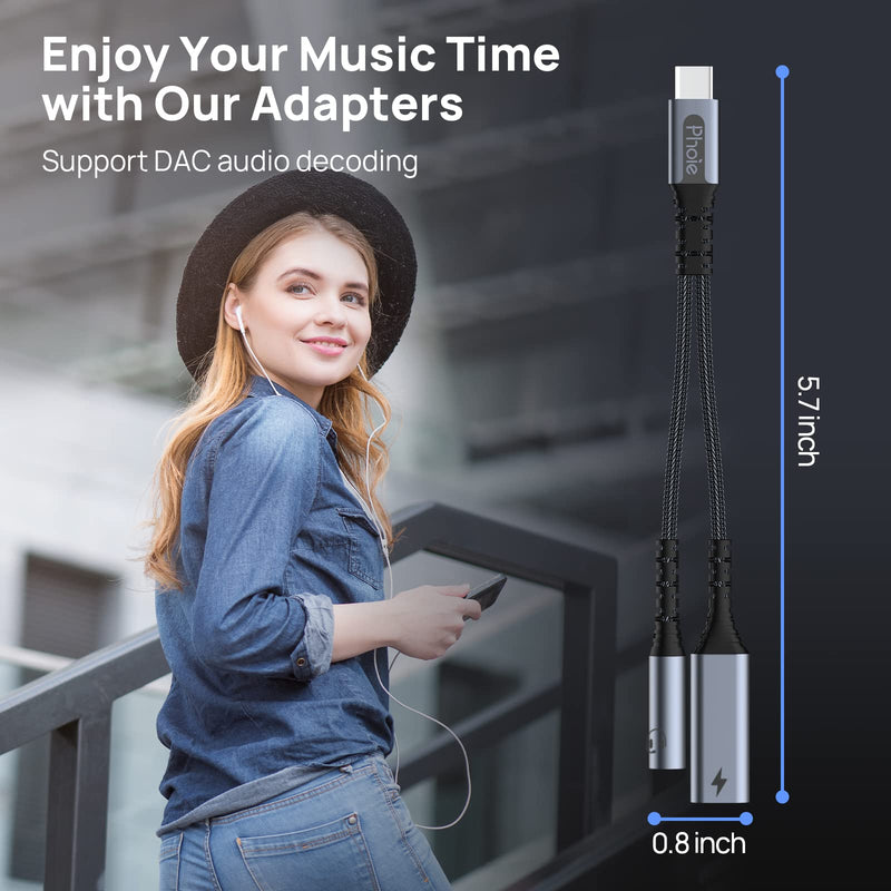 [Australia - AusPower] - USB C to 3.5mm Audio Adapter and Charger, USB C Headphone Adapter Jack with 60W Fast Charger, Dongle Cable USB Type-C to Aux Phone/Tablet/Laptop for Samsung S22 S21 S20 Ultra, Google Pixel 6 5 4 XL 