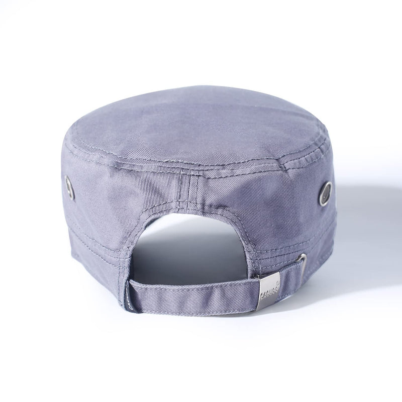 [Australia - AusPower] - CACUSS Men's Cotton Army Cap Cadet Hat Trucker Dad Hat Military Flat Top Adjustable Classic Baseball Cap Light Grey 