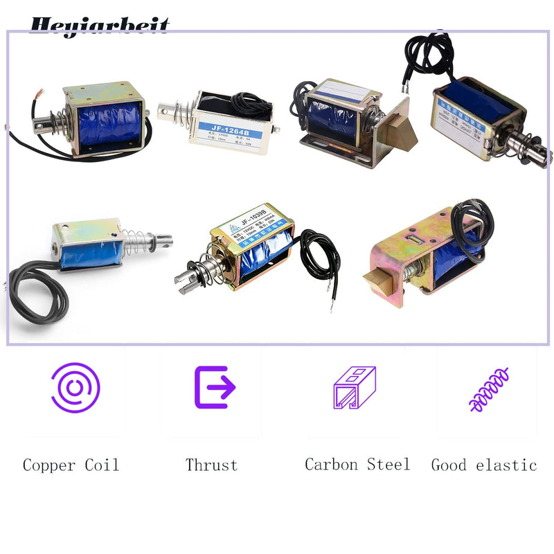[Australia - AusPower] - Heyiarbeit DC 12V 60N Push Pull Type Solenoid Electromagnet 0.36A 4.32W 10mm Stroke Open Frame Solenoid, Linear Motion, JF-1050B-12V 