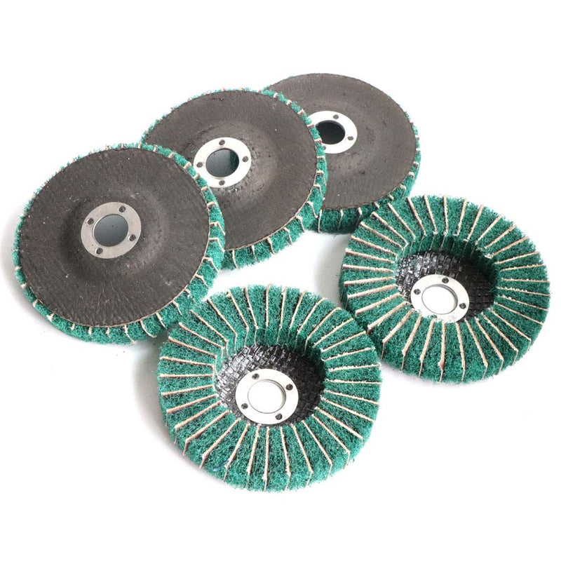 [Australia - AusPower] - FPPO 5Pcs 4.5" x 7/8" Nylon Fiber Flap Disc Polishing Grinding Wheel,Scouring pad Buffing Wheel for Angle Grinder, Polishing Tools (Grit 120) grit 120 