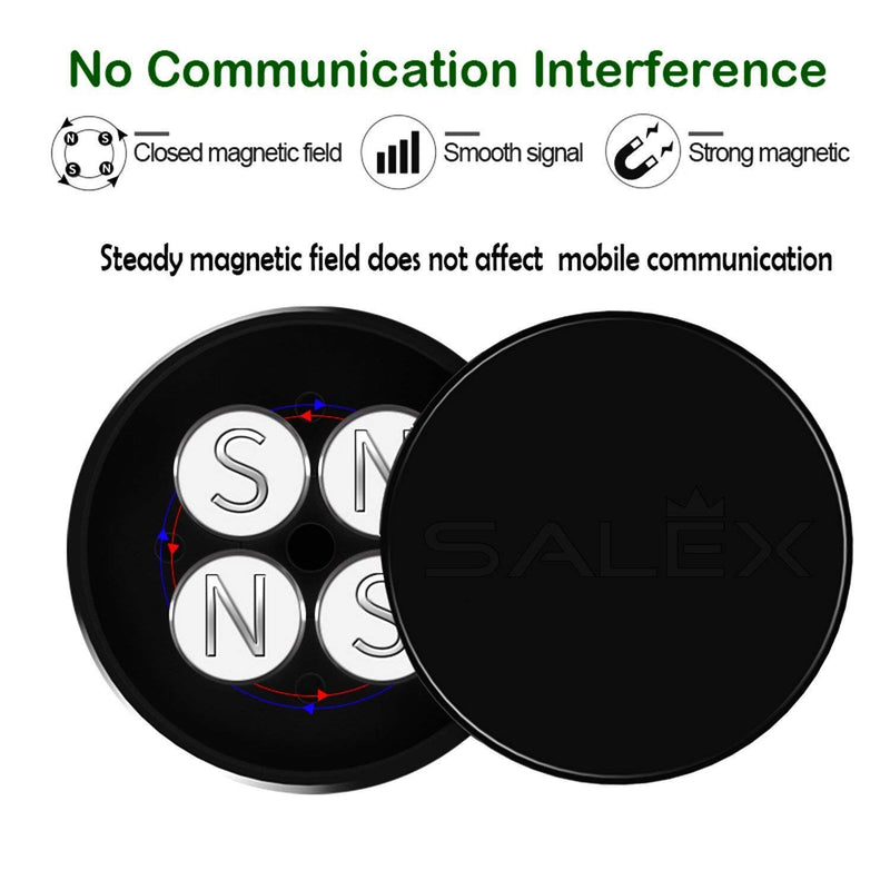 [Australia - AusPower] - SALEX Black Magnetic Mounts Set. Pack of 2 Flat Cell Phone Holders for Car Dashboard, Wall, Windshield, Mirror, Table. Stick-On Universal Kit Compatible with GPS, Tablets and Smartphones up to 9.7". 2 Pack 