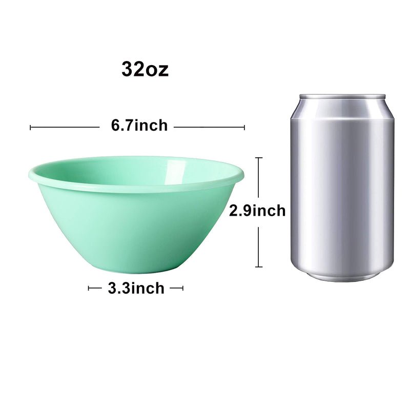 [Australia - AusPower] - Youngever 32 ounce Plastic Bowls, Large Cereal Bowls, Large Soup Bowls, Set of 9 (9 Coastal Colors) 9 Coastal Colors 