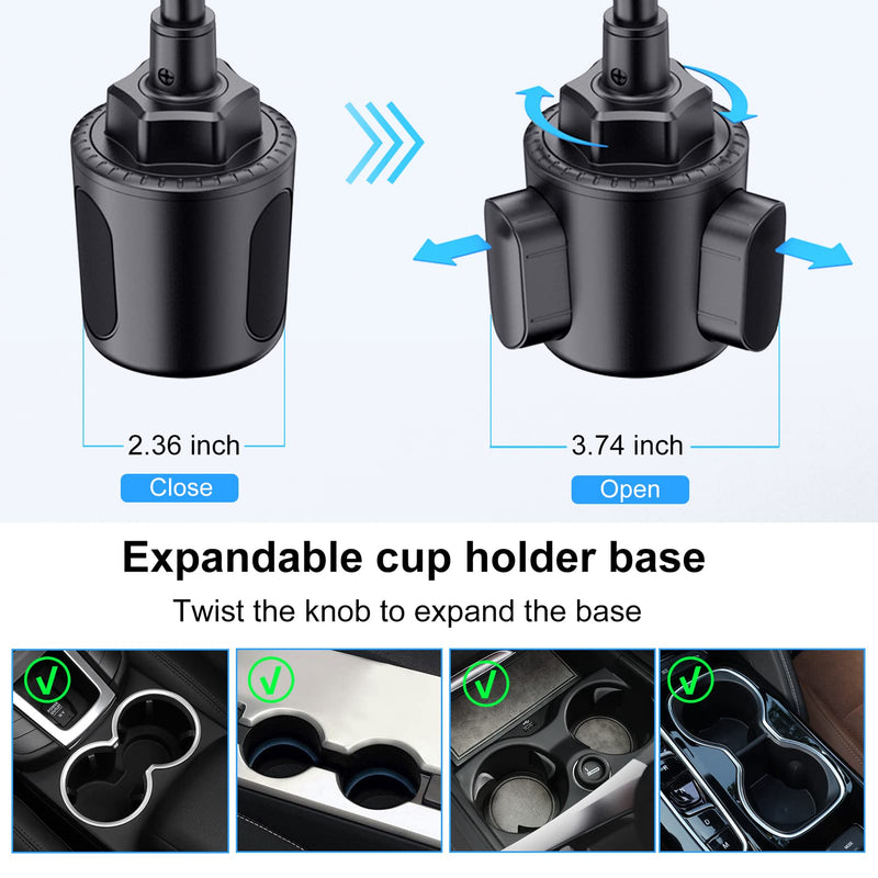 [Australia - AusPower] - Wustentre Cup Car Phone Holder for Car, Car Cup Holder Phone Mount, Universal Adjustable Gooseneck CupHolder Cradle Car Mount for Cell Phone iPhone/Google Pixel/Samsung/LG/Sony/Nokia/Moto G/OnePlus 