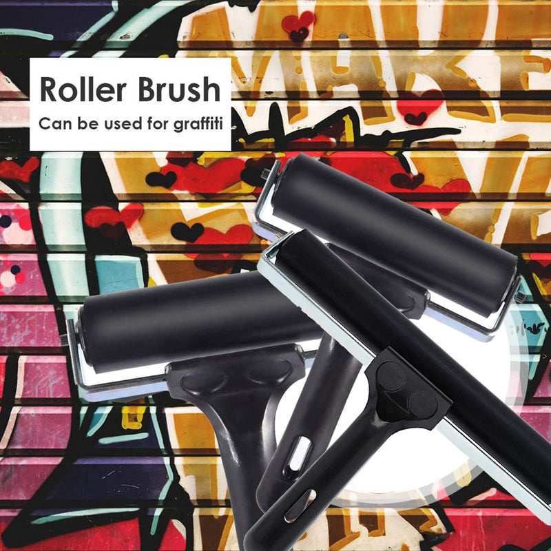 [Australia - AusPower] - 3 Pack Printmaking Brayers - Premium Brayer Rollers for Crafting, Hard Rubber Roller Brayers, Vinyl Roller Ink Paint Brush for Wallpapers Stamping Gluing Application (2.4’’, 4’’, 7.9’’) (Black) black 