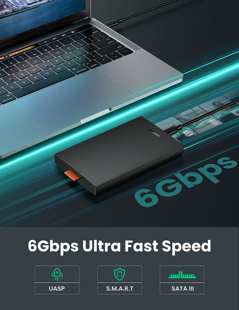 [Australia - AusPower] - UGREEN USB C Hard Drive Enclosure USB C 3.1 Gen 2 to SATA Adapter for 2.5" SATA SSD HDD 6Gbps High-Speed Support UASP SATA III Compatible with MacBook Pro Air WD Seagate Toshiba Samsung Hitachi 