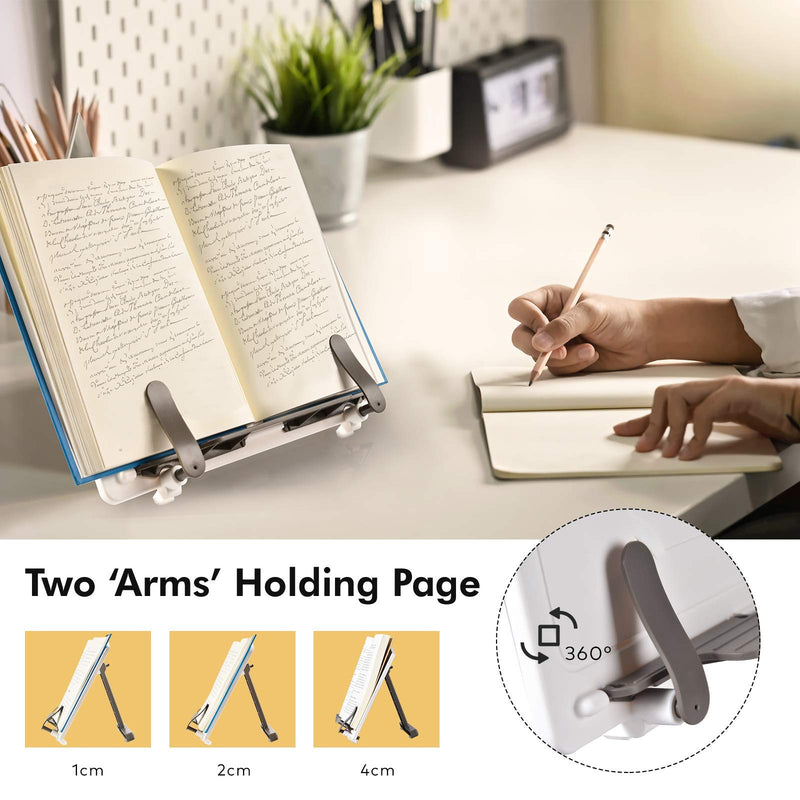 [Australia - AusPower] - Book Stand & Holder for Reading, Ahfulife Cookbook Holder with Page Paper Clips for Reading Hand-Free, Anti Slip and Adjustable Eye-Level Recipe Holder Suitable for Cookbook, Music Sheet, iPad Dark Grey 