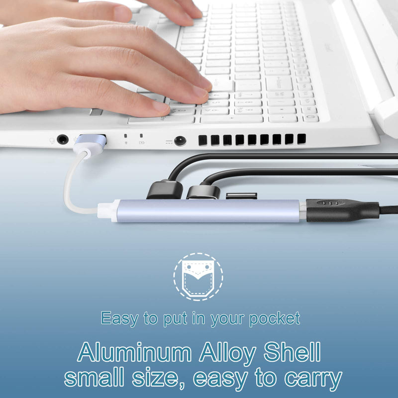 [Australia - AusPower] - Mini USB Hub Extensions, 4 Port USB 3.0 Hub Expander, 2.0 Hub, USB Adapter Station, Ultra Slim Portable Data Hub Applicable for Laptop, iMac Pro, MacBook Air, Mac, Notebook PC, USB Splitter Aluminum 