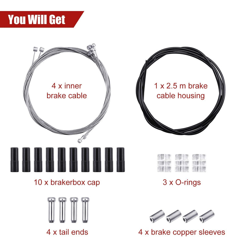 [Australia - AusPower] - 4 Pieces Brake Cable Universal Bike Inner Brake Cable Housing Kit Bicycle Brake Cable Replacement for Mountain and Road Bike Gear Kit 