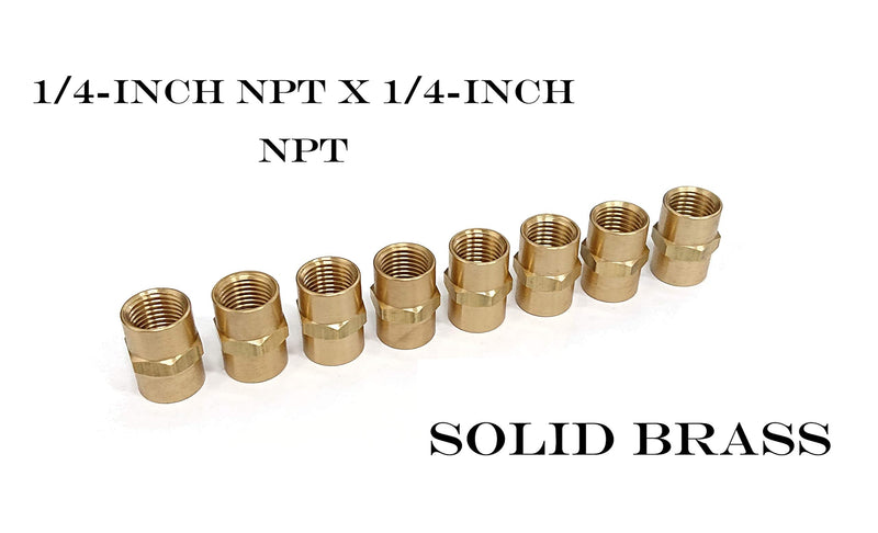 [Australia - AusPower] - T TANYA HARDWARE Pipe Fitting and Air Hose Fitings, Hex Nipple Coupling Set - 1/4-Inch NPT x 1/4-Inch NPT,Solid Brass, Female Pipe- 10 Piece 