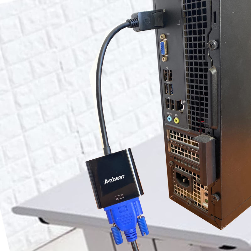 [Australia - AusPower] - Display Port to VGA,Anbear Displayport to VGA Converter Gold Plated (Male to Female) for DisplayPort Enabled Desktops and Laptops to VGA Converter Connect Displays 1PACK 