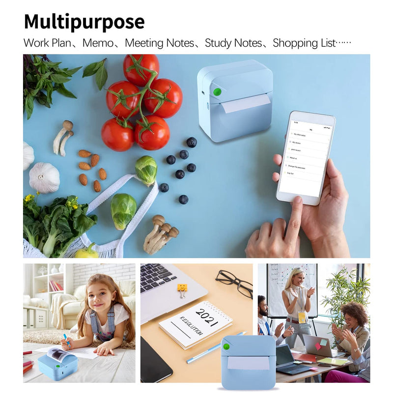 [Australia - AusPower] - EBSTL Mini Pocket Photo Printer for iPhone Android Pocket Printer Label Printer Portable Bluetooth Picture Thermal Printer for Printing Photo Label to-Do Lists Journal Scrapbook Blue 