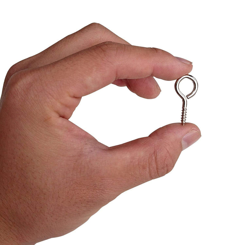 [Australia - AusPower] - Axe Sickle Silver 1 inch Screw Eyes Metal Eye Hooks Small Eyelet Screws, 100 Pcs 