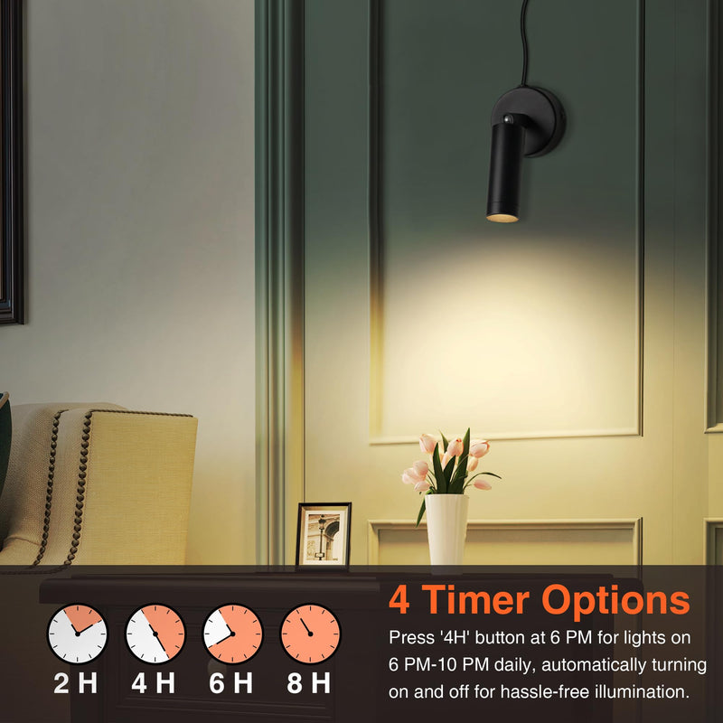 [Australia - AusPower] - URTOM LED Spot Lights Indoor 3W Up Lights Indoor with Timer and Remote 3000K/4000K/5000K Uplighting Indoor Spotlight 120V Dimmable Uplights Indoor Floor Light for Plant and Artwork, 2 Pack 