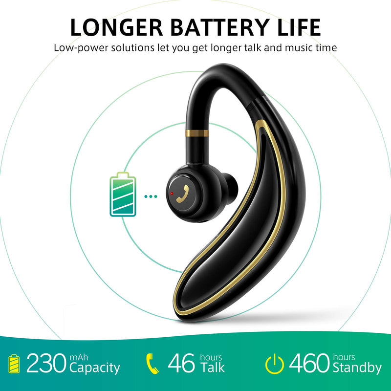 [Australia - AusPower] - Bluetooth Earpiece for Cell Phone, Timmkoo S60 Single Ear Hands-Free Wireless Bluetooth Headset with Mic Apt-X CVC8.0 for iPhone, Samsung, Android, PC, Laptop, Tablet, TVs (Gold) Gold 