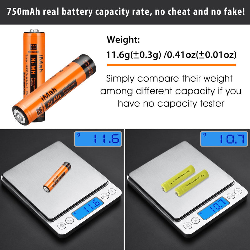 [Australia - AusPower] - 6-Pack iMah 1.2V 750mAh Ni-MH AAA Rechargeable Battery for Panasonic Cordless Phone Also Compatible with BK40AAABU HHR-55AAABU HHR-65AAABU HHR-75AAA/B HHR-4DPA/4B BK30AAABU BT205662 and Solar Lights 