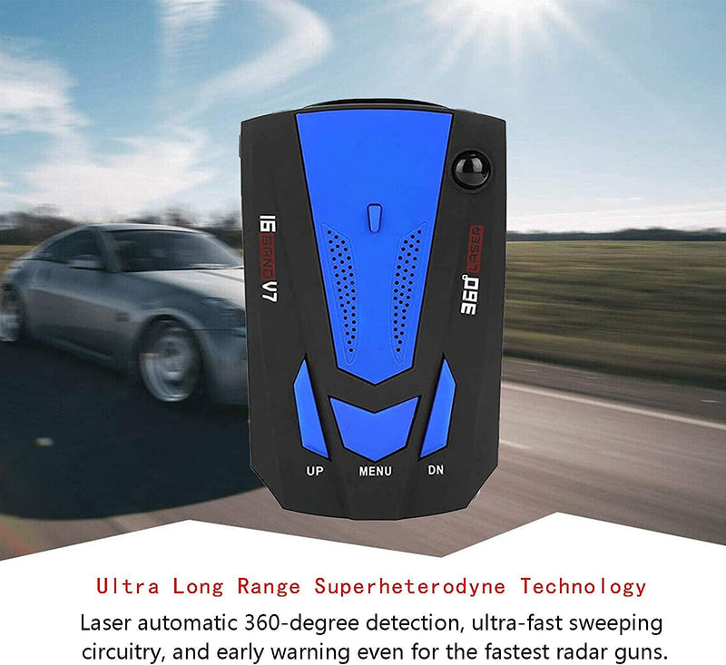 [Australia - AusPower] - MAEAMSY [New Upgrade] Radar Detectors for Cars, 360-Degree Monitoring Long-Distance Remote Warning, Full-Band Monitoring, Voice Prompt, Away from Fines.(V7-Blue) Blue 