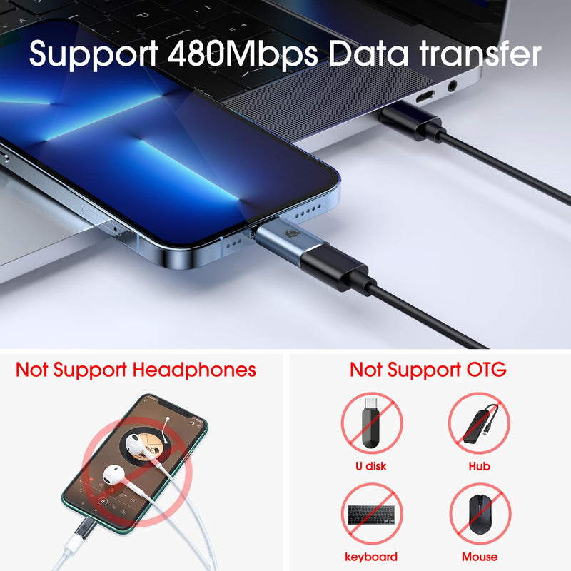 [Australia - AusPower] - TechMatte USB C to Lightning Adapter, [2 Pack] 27W PD Fast Charging Compatible with iPhone/iPad/iPod/AirPods, Support Data Transfer, Not Support Headphones/OTG, with Anti-Lost Holder 2 Pack 