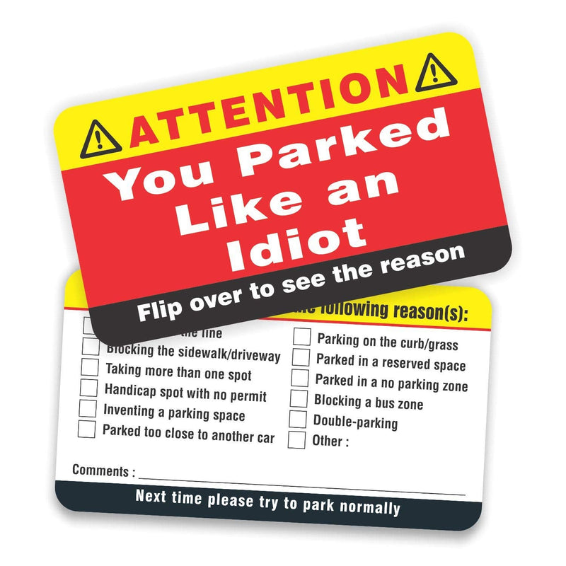 [Australia - AusPower] - PARTH iMPEX You Parked Like an Idiot Business Cards (Pack of 100) Bad Parking Cards 3.5"x2" Multi Reasons Violation 