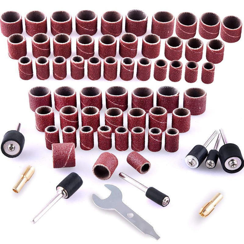 [Australia - AusPower] - AUSTOR 531 Pcs Sanding Drum Set，504 Pcs Drum Sander Sleeves 80 120 150 240 320 400 600 Grit 24 Pcs Drum Mandrels 2 Pcs Self-Tightening Drill Chuck and 1 Pc Combination Wrench for Dremel Rotary Tool 