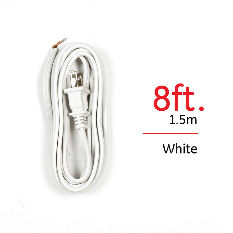 [Australia - AusPower] - Power Gear 8 Ft Lamp Cord, Polarized Molded Plug, 2-Prong, DIY Repair/Replacement, UL Listed, White, 54475 