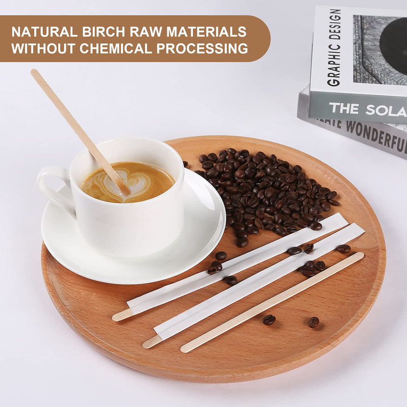 [Australia - AusPower] - Maxcocola 500PCS Disposable Wooden Coffee Stirrers, 7 Inches Large Wooden Beverage Coffee Stirrers Sticks, Biodegradable Eco-Friendly, 1 Pack of 500 each 