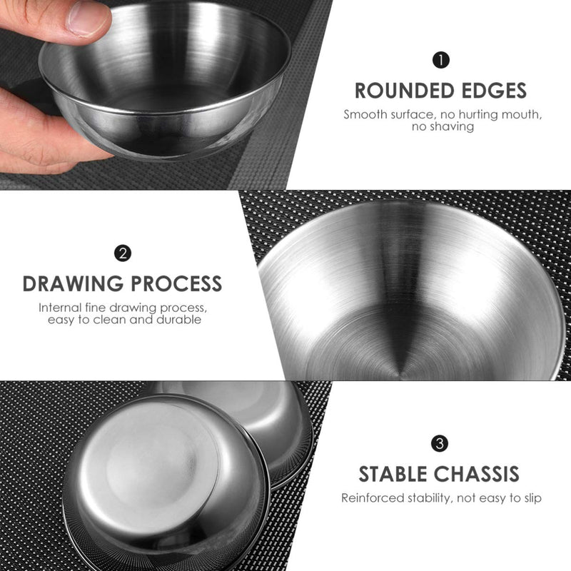 [Australia - AusPower] - Hemoton 8pcs Stainless Steel Sauce Dishes Round Seasoning Dishes Sushi Dipping Bowl Saucers Bowl Mini Appetizer Plates Seasoning Dish Saucer Plates 3.15 Inch 1 